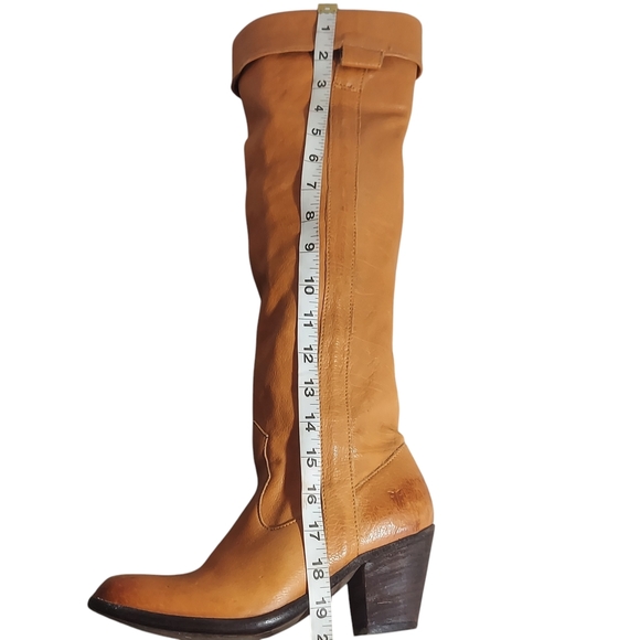 Frye Taylor Honey Brown Over the knee Tall Foldover Flap Riding Boots Western - Picture 10 of 15